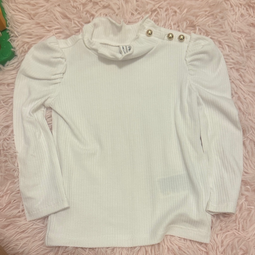 Janie and Jack White Long Sleeve Top with Button Accents